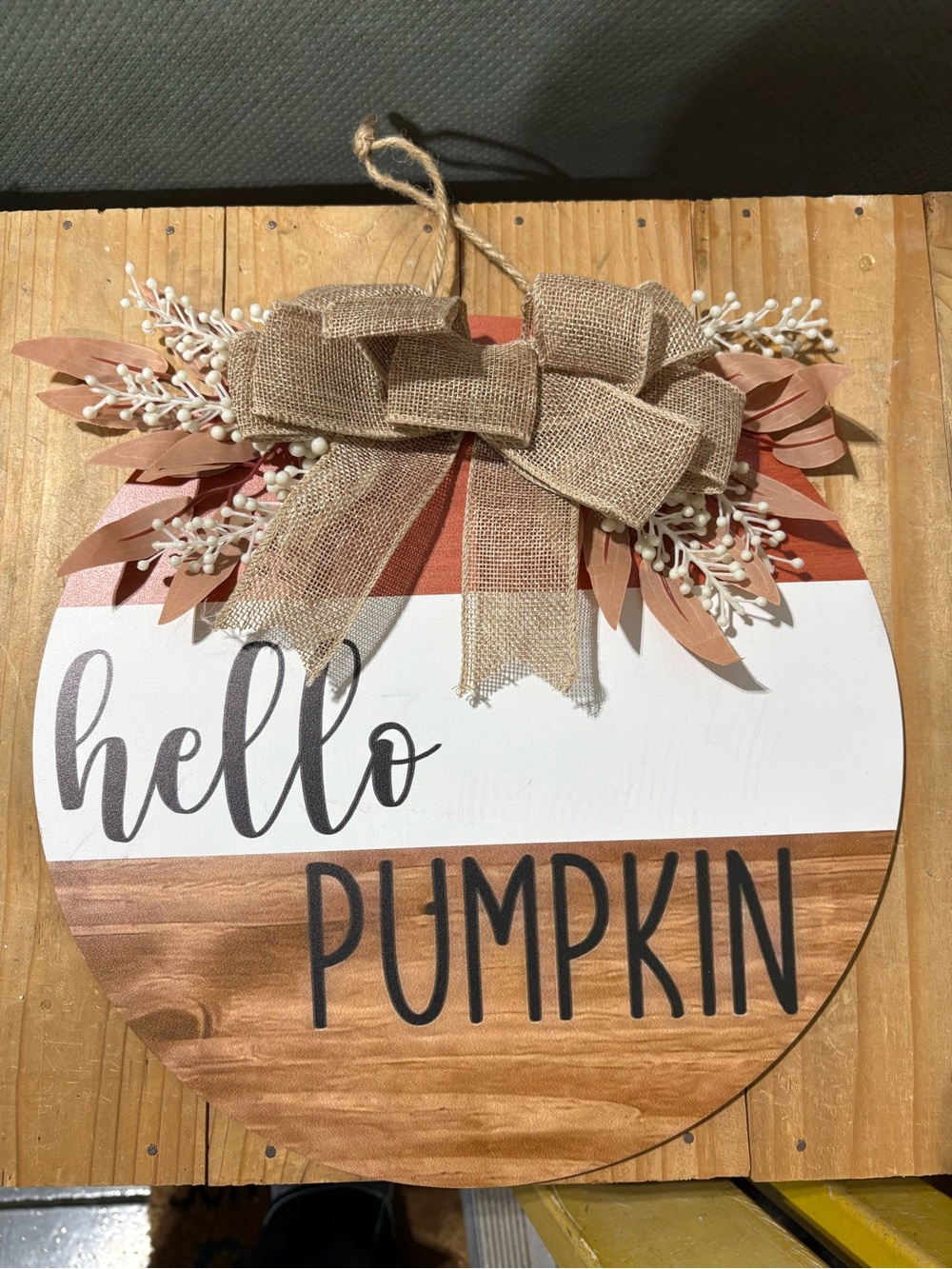 Hello Pumpkin Hanging Wood Plaque/Sign Halloween Decor handmade